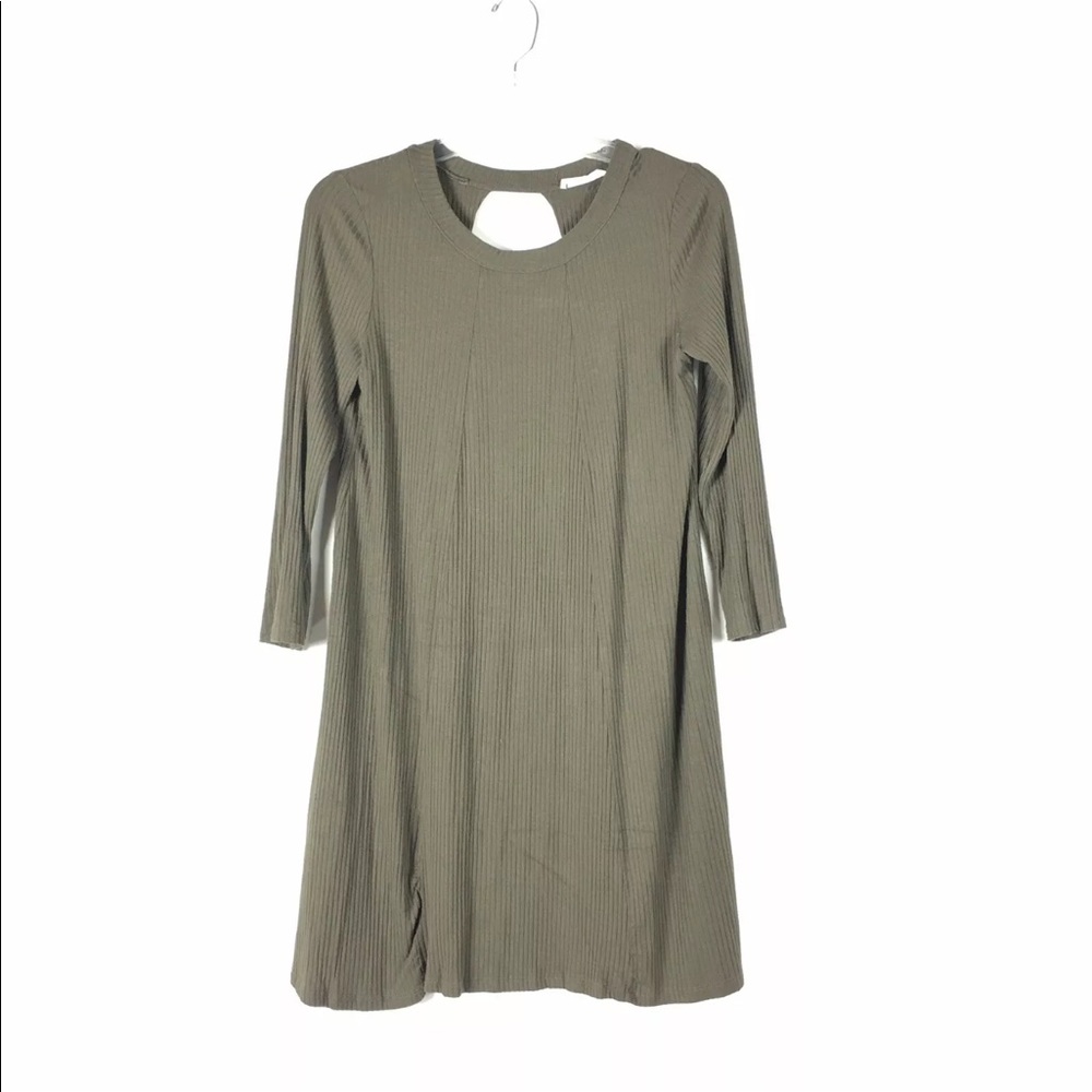 Lush Olive Army Green Loose Dress High Neck